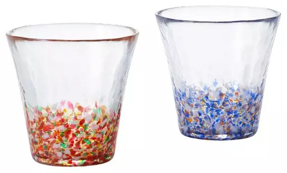 ADERIA Tsugaru Vidro Rainbow Color Dusk 260ml Pair Glass Cosmetic Box Made in Japan Highball Cup Wedding Gift Beer Stylish Present Glass Sake Birthday
