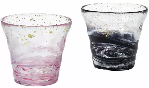 ADERIA Tsugaru Vidro Rocks Hyoka Pair Cosmetic Made in Whiskey Shochu Стильный подарок на выход на пенсию на день рождения FS71589 Стаканы, Kinsai, чернила, набор, коробка, Япония,
