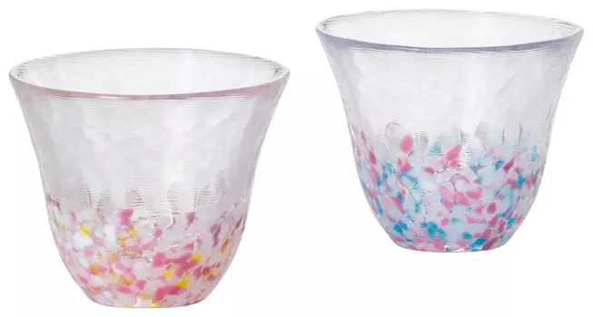 ADERIA Tsugaru Vidro Sakura Nanohana and Blue Sky Sake Pair Presentation Made in Sake Cold Sake Stylish Housewarming Birth Day gift FS62507 Set, Box,