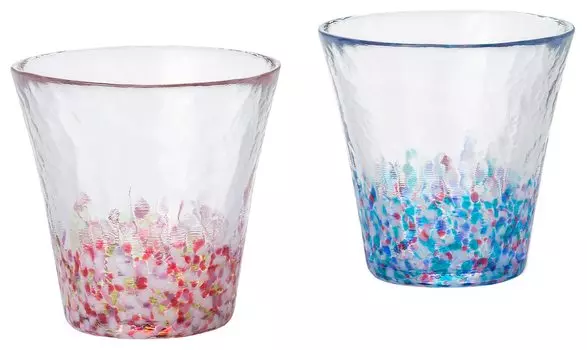 ADERIA Tsugaru Яркий, красочный, розовый, синий, 260 мл, пара стеклянных косметических коробок, сделано в Японии, кружка, стильный пивной стакан, подарок на новоселье, поздравление с выходом на пенсию