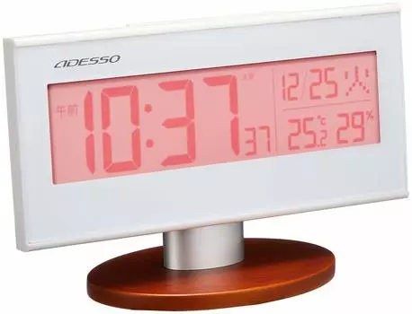 ADESSO Alarm Pastel Radio Six Date Can Be Used as a Pink Clock, Color, Clock, Days, Temperature, Humidity, Display, Stand, AX-200PK