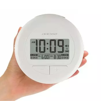 ADESSO Bulbul Crash 2 2-го поколения, модель 2024 года, будильник с вибрацией, цифровой, для глубокого сна, двойной будильник с подсветкой, функция повтора сигнала, белый BB-01