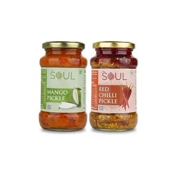 ADF Soul Pickle Combo в подсолнечном масле 380 г Упаковка из 3 шт.(Маринованный манго 380 г + маринованный красный чили 400 г)