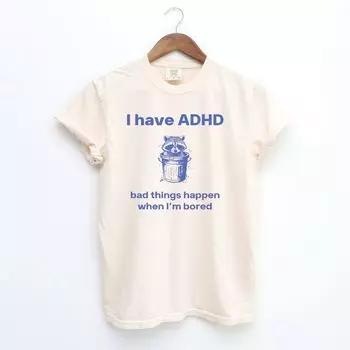 ADHD Raccoon T-shirt Funny Retro Cartoon T Shirt Classic T-shirt 4XL