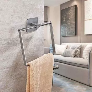 Кольцо для полотенец, квадратное, матовое, серебристое, черное, золото, серое, алюминиевое, настенное, держатель для полотенец в ванной, вешалка для полотенец