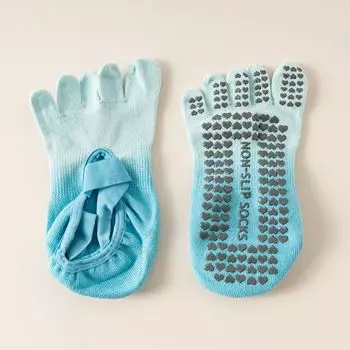 Adiar Yoga Socks Non Slip Professional Female Ballet Five Finger Indoor Dance Pilates Socks Fitness Training Summer Gradient blue