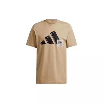 Adidas 3-Bar Logo Print Спортивная футболка с круглым вырезом Мужские топы цвета хаки GU3644 M