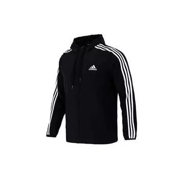 Adidas 3-полосная тренировочная спортивная куртка с капюшоном и логотипом Мужская верхняя одежда черный GV5256 XXXL