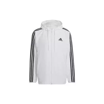 Adidas 3-полосная ветровка с капюшоном Мужская верхняя одежда Белый H14625 XL