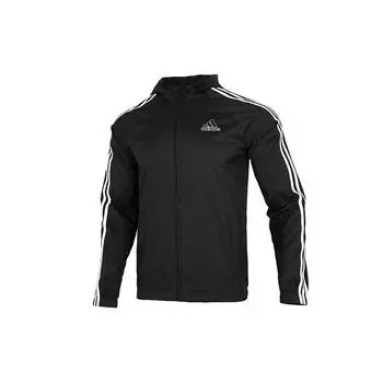 Adidas 3-полосная ветровка с капюшоном Мужская верхняя одежда Черный HE4322 S
