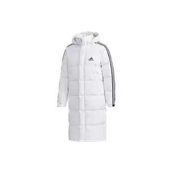 Adidas 3st Long Parka Теплый однотонный пуховик средней длины с верхней одеждой с капюшоном Мужская верхняя одежда Белый EH3991 XXL