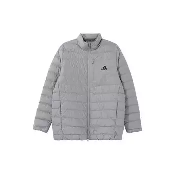 Adidas 630 Утепленная однотонная куртка с логотипом на молнии и воротником-стойкой с длинными рукавами Мужская куртка серого цвета HZ6069 S