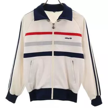 adidas 70-е годы Западногерманский тег Винтажная спортивная куртка M белая трикотажная куртка Descente Мужская Б/У