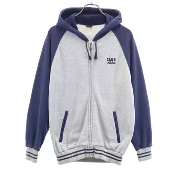 adidas 70s 80s Vintage Descente Trefoil logo Long sleeve Two-tone raglan with embroidered accent Zip hoodie Men s Used