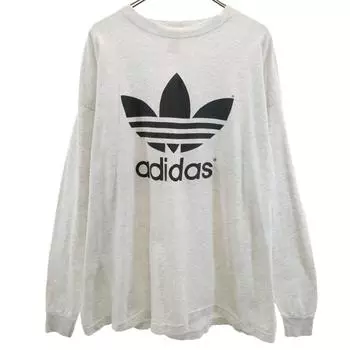 adidas 80s 90s Old USA made Trefoil logo Long sleeve double-sided printing T-shirt Men s Used