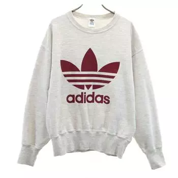 adidas 80s vintage Trefoil logo Long sleeve sweat trainer L gray Descente Men s Used