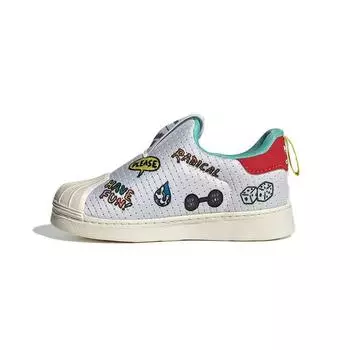 Adidas Aaron Kai x Superstar 360 Primeblue Infant Pop Art Style Waves Детские кроссовки Белая обувь-белый ярко-зеленый FX4926 22