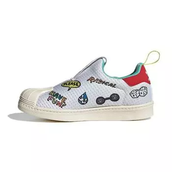 Adidas Aaron Kai x Superstar 360 Primeblue J Pop Art Style Waves Детские кроссовки White Cloud-White Vivid-Green FX4920 28