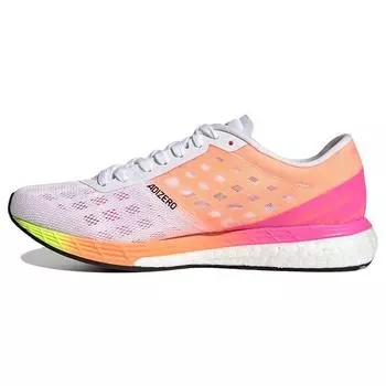 adidas Adizero Boston 9 White Screaming Pink Женские кроссовки Cloud-White Silver-Metallic H68744