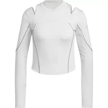 Adidas Футболка Aeroready Slim с длинным рукавом, быстросохнущая, спортивная, повседневная, облегающая, женские топы, светло-серый цвет JJ1085 S