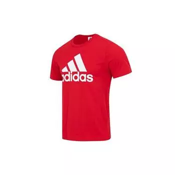 Adidas Alphabet Logo Print Круглый вырез с коротким рукавом Футболка Мужские топы Красный IC9352 XS