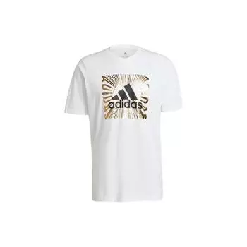 Adidas Alphabet Logo Print Повседневная дышащая футболка с короткими рукавами Мужские топы Белые GL2392 L