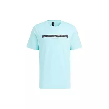 Adidas Alphabet Logo Print с круглым вырезом Повседневная футболка с коротким рукавом Мужские топы Синий HE9948 L