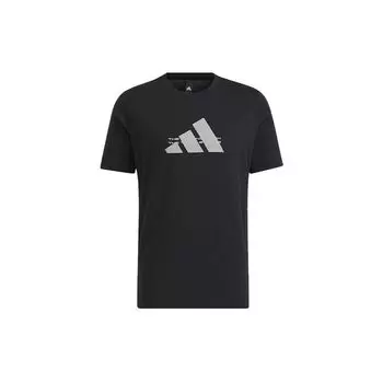 Adidas Alphabet Logo Print Спортивная футболка с коротким рукавом Мужские топы Черные HE9937 S