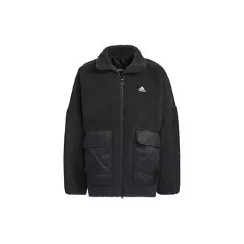Adidas Alphabet Logo Print Свободная куртка с воротником-стойкой Куртка унисекс Черная IK7341 S