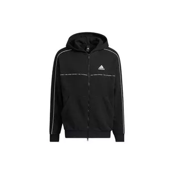 Adidas Alphabet Logo Print Свободная куртка с капюшоном на молнии Топы унисекс Черный IA9435 S