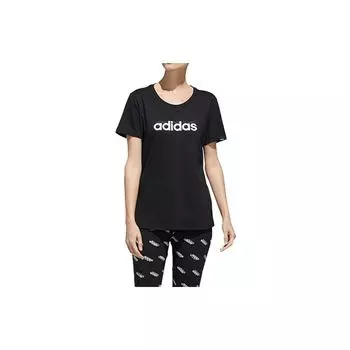 Adidas Alphabet Logo Print Training Спортивная футболка с коротким рукавом Женские топы Черный FM6154 S