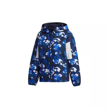 Adidas Aop Block Jacket флисовая теплая повседневная спортивная куртка с капюшоном женские куртки синего цвета GT6488 M