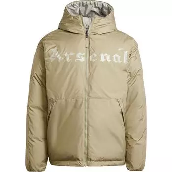 Adidas Arsenal FW24 сезонная двусторонняя теплая хлопковая куртка мужская куртка зеленая кожа-серый IT3916 M