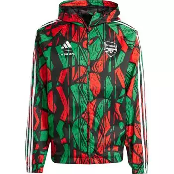 Adidas Arsenal Labrumm Ветровка Повседневная Спортивная Футбольная Куртка С Капюшоном Мужская Куртка Красный Зеленый IT4081 XS