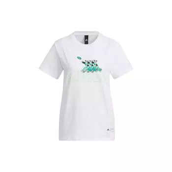 Adidas Badge Of Sport с мультяшным пандой и буквенным принтом логотипа, повседневная спортивная футболка, женские топы, белый IP3935 S