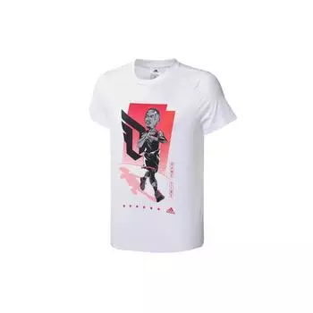 Adidas Баскетбол Мультфильм Аниме Футболка с круглым вырезом Мужские топы Белый FM4774 XL