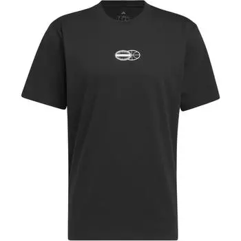 Adidas Баскетбол SS25 Графический логотип Пикап Игра Буква Круглый вырез Свободный крой Хлопковая футболка с коротким рукавом Мужские топы Черный JI7107 M