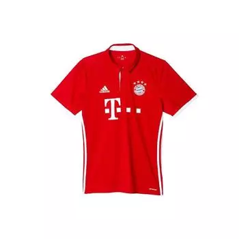 Adidas Bayern Home Badge с логотипом и принтом, свободная рубашка поло с коротким рукавом, футбольный трикотаж, мужские топы, красный AI0049 S