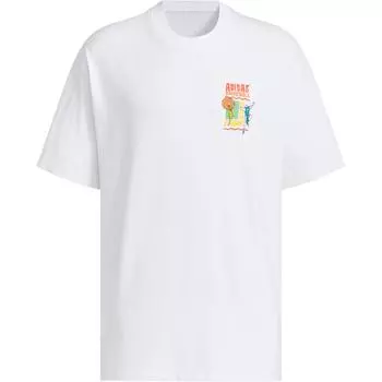 Adidas Футболка баскетбольная с коротким рукавом Bb Gfxplay FD из хлопка с принтом для мужчин, белая JC6786 XL