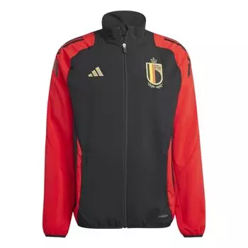 Adidas Бельгия 2024-2025 Футбольная куртка с воротником-стойкой, удобная, с длинным рукавом, мужская куртка, черная IQ0751 2XL