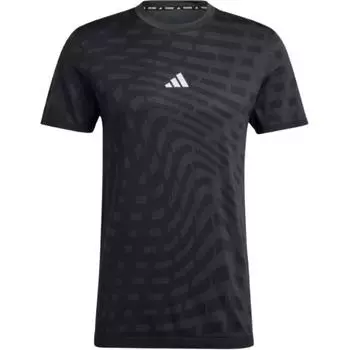 Adidas Бесшовная влагоотводящая футболка с круглым вырезом и короткими рукавами для тренировок Gym +, мужские топы, черный, серый IM7485 M
