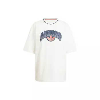 Adidas Большой логотип ретро хлопок цвет блок спортивная футболка мужские топы белый IU2491 L
