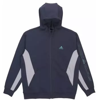 Adidas Block Knit Спортивная куртка с капюшоном и вышитым спереди логотипом Мужская верхняя одежда Синий HM5145 S