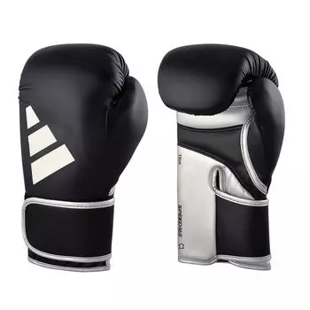 adidas Boxing Gloves Speed 165 WAKO Certified Sparring Gloves Boxing Kickboxing Genuine Leather Black x //Adidas (12oz, Silver)