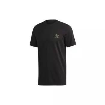 Adidas Camo Essential Logo Спортивная футболка с короткими рукавами Мужские топы Черные FM3352 M
