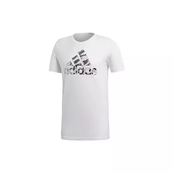 Adidas Camo Foil Logo Print Спортивная футболка с коротким рукавом Мужские топы Белые DI0302 S
