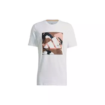 Adidas Camo Logo Print Повседневная спортивная футболка с коротким рукавом Мужские топы Белый GQ8306 XXL