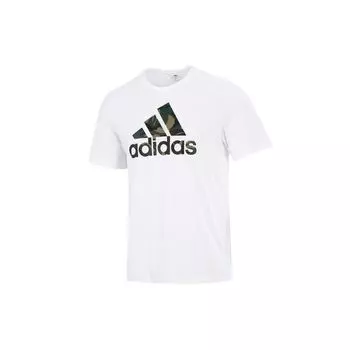 Adidas Camo Logo Print Спортивная футболка с коротким рукавом Мужские топы Белый GV5237 XL
