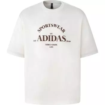 Adidas Повседневная футболка с круглым вырезом и принтом логотипа с коротким рукавом для мужчин, топы Han-Yu-White JD0441 L
