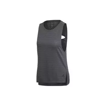 Adidas Chill Tank Полосатый тренировочный свободный жилет с круглым вырезом Женские топы Carbon Black CF3798 S